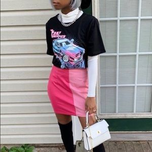 Graphic tee and skirt